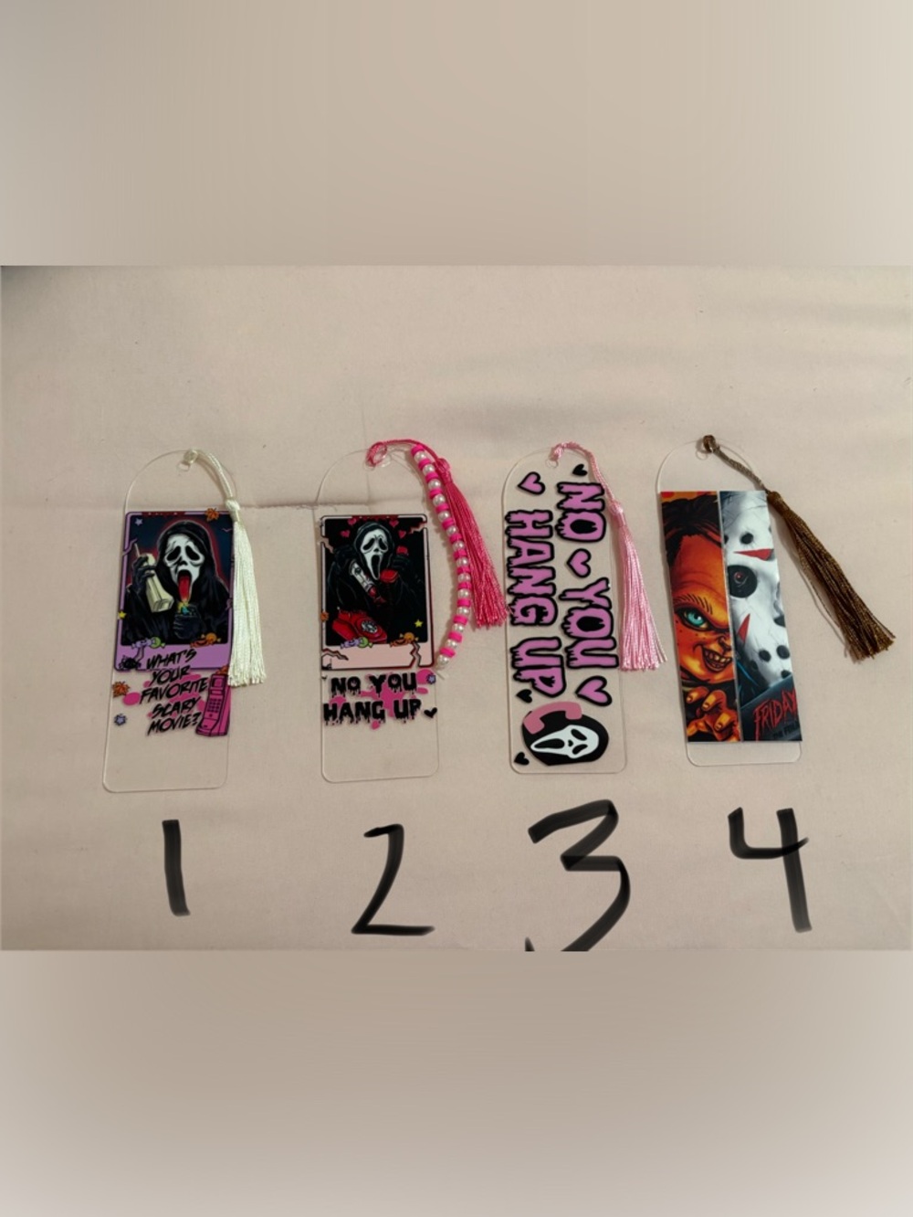 Scary movie fandom vibes handcrafted bookmarks by me-pick one